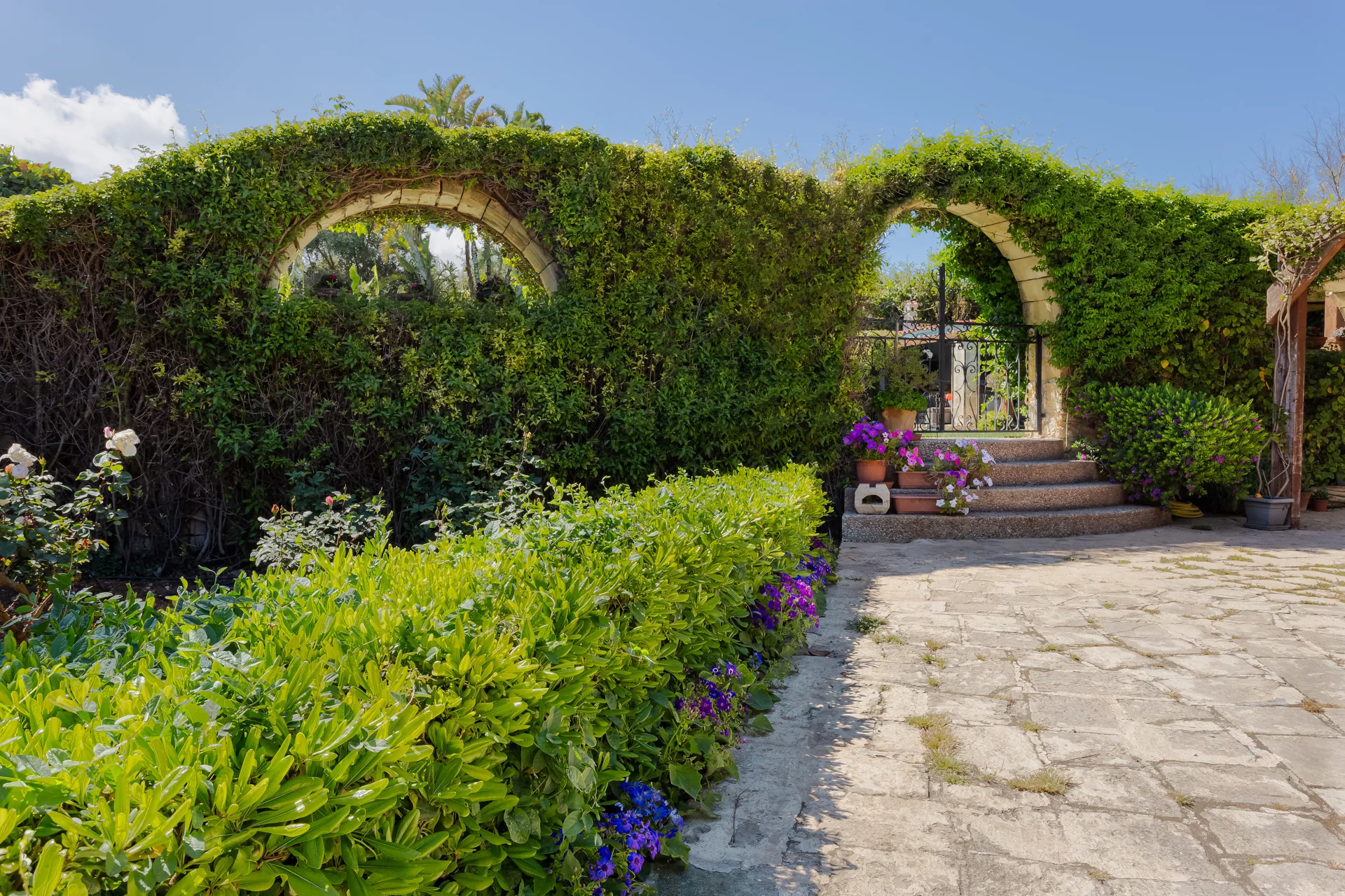 Stone path entrance to Nine Angels Villa, Madliena Malta