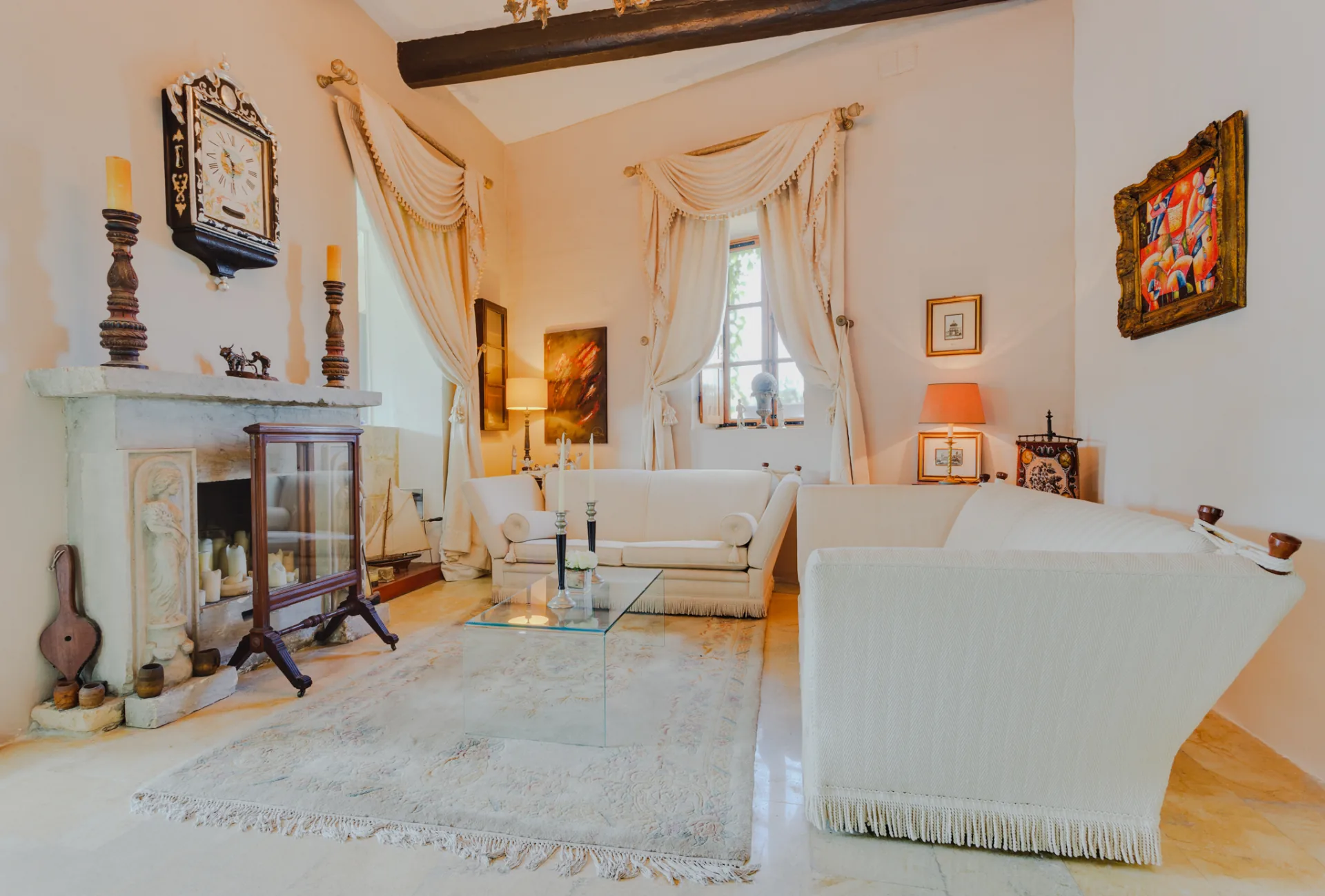 Living room interior of Nine Angels Villa private stay, Malta